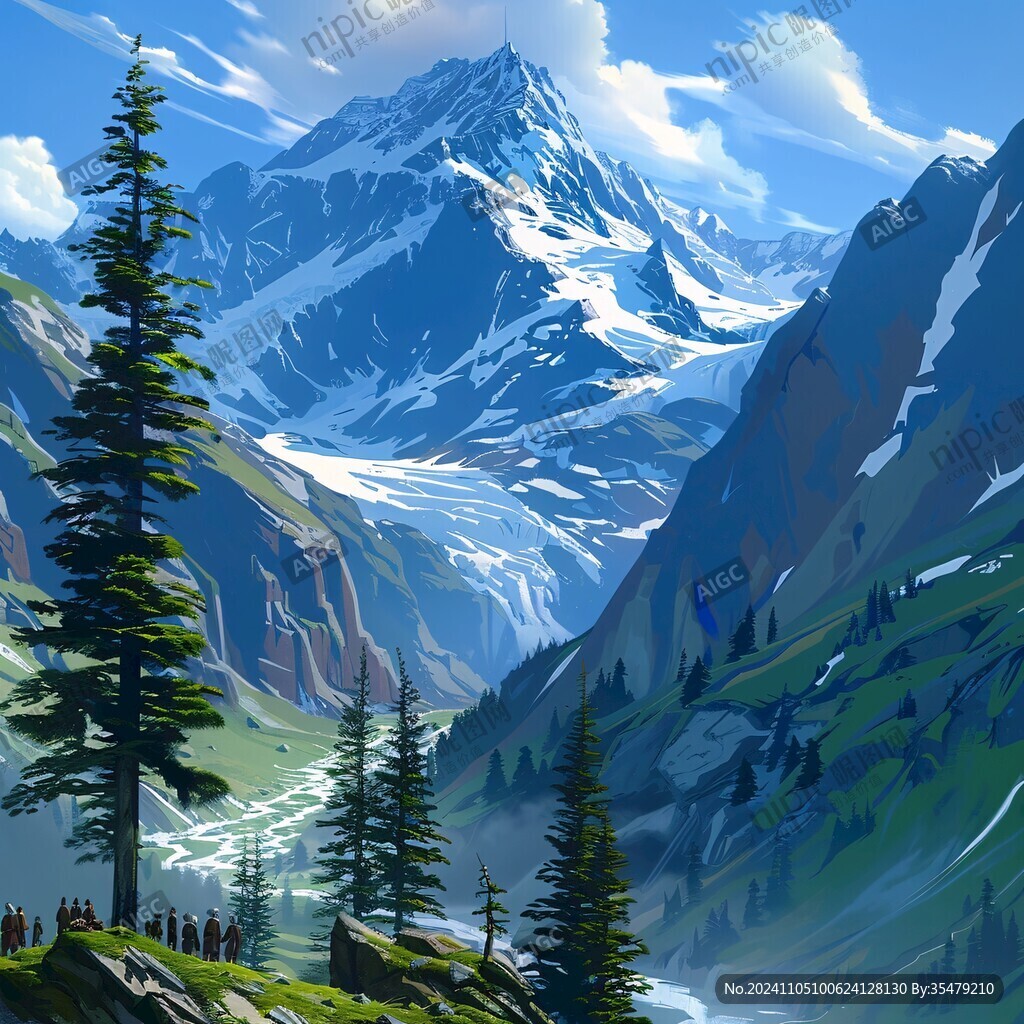 插画图山插画