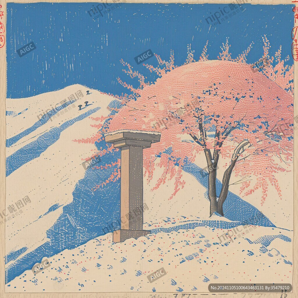 日出篱笆院雪景