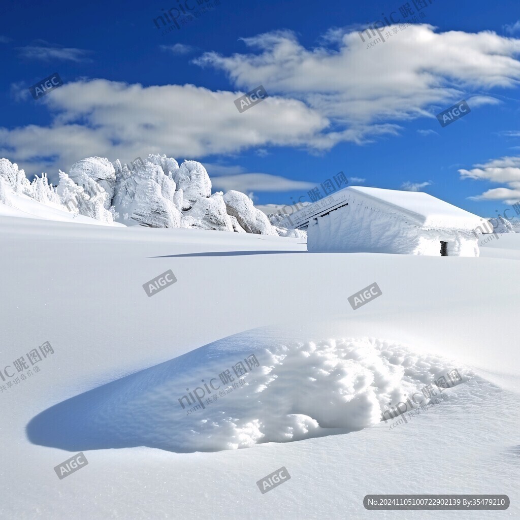 冬天雪屋积雪雪景