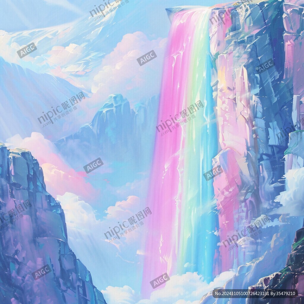 瀑布插画