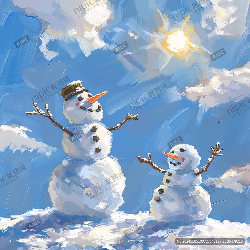 插画雪人