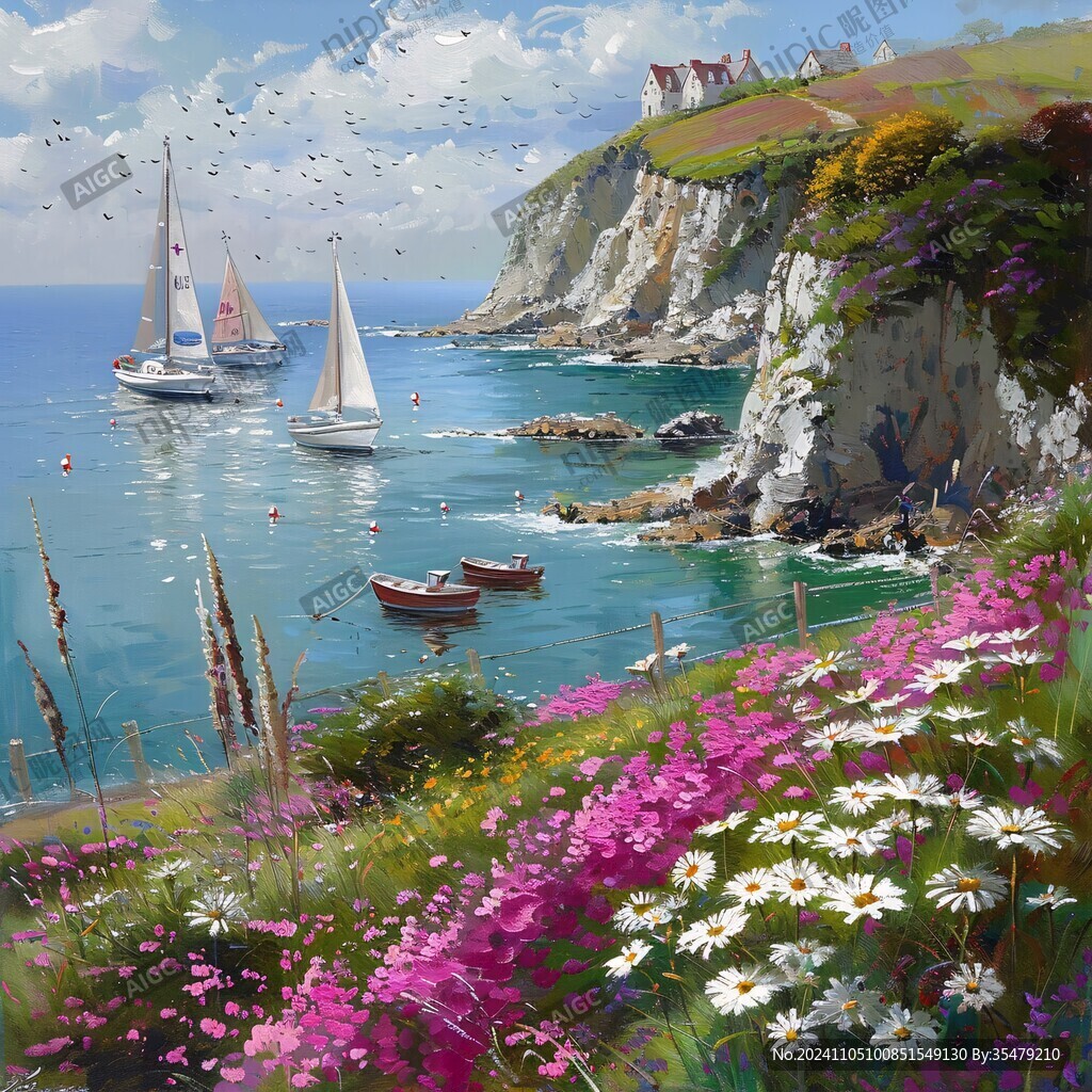 海湾风景画