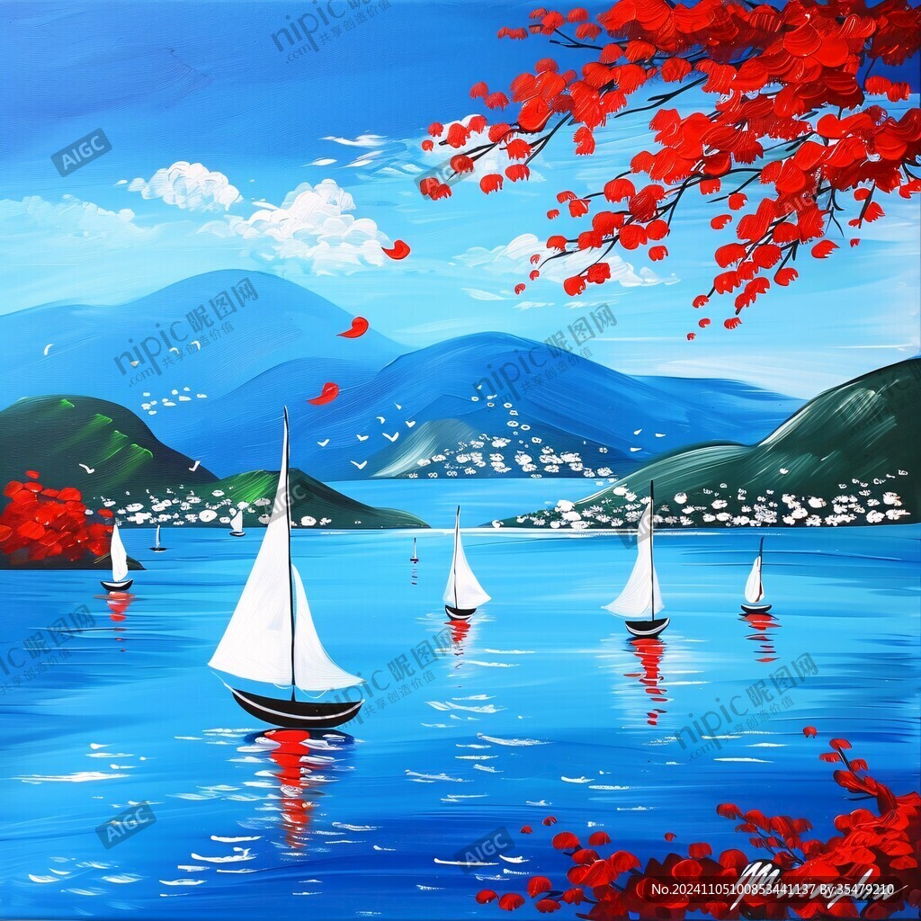 帆船风景画