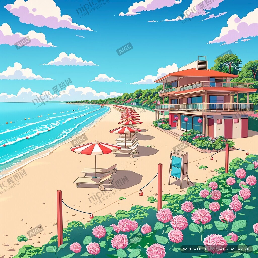 夏日海镇背景