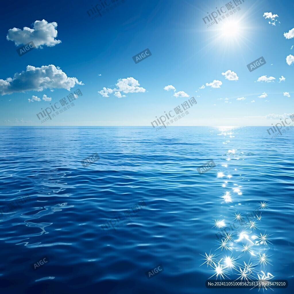 波光粼粼海水深蓝