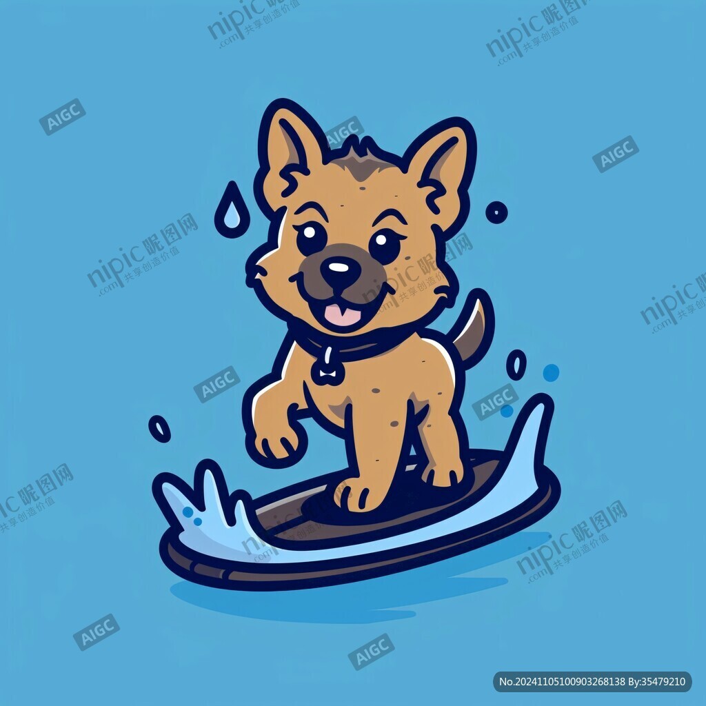 小狗冲浪