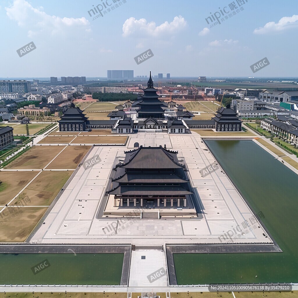 航拍大河古渡文化园
