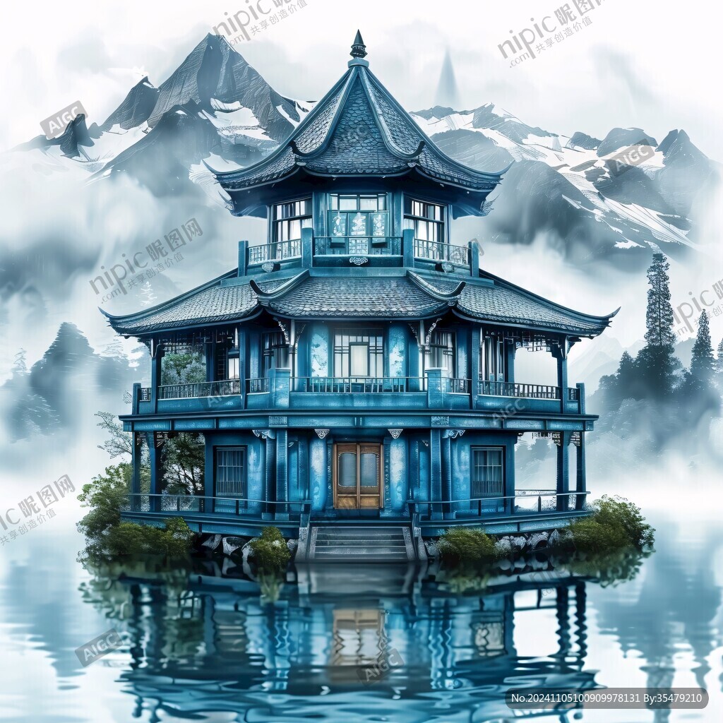 新中式楼阁皇宫山水