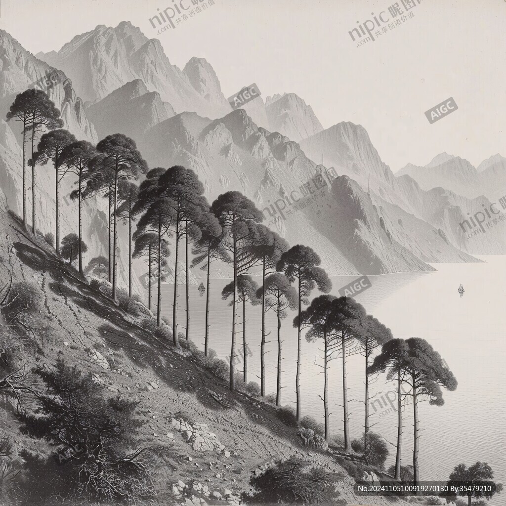 英国水墨画山水画