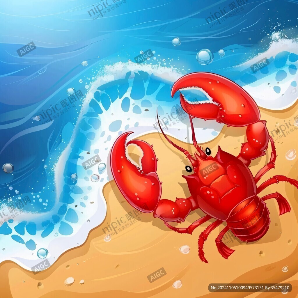 小龙虾海边图片