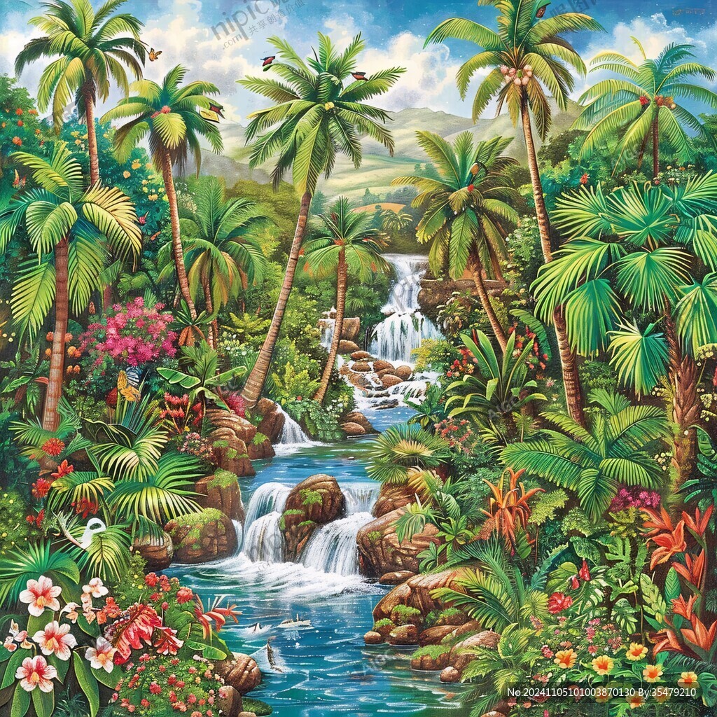 热带风景壁画