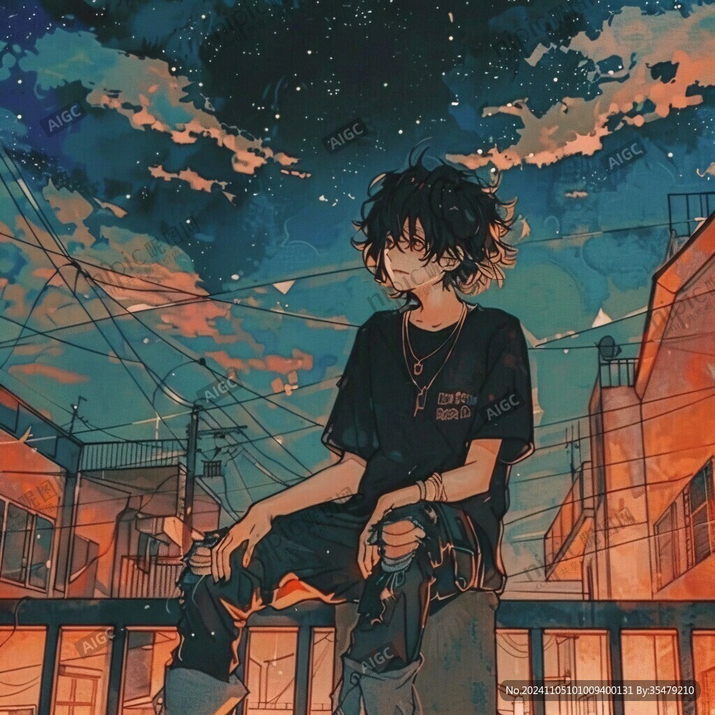 唯美男生插画