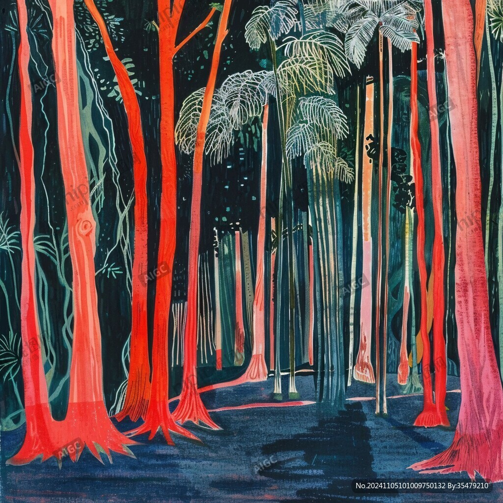 椰子林插画