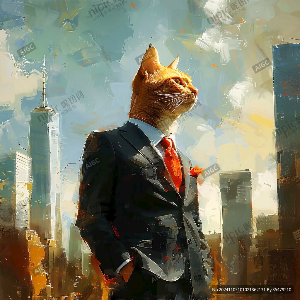 猫穿自信西装