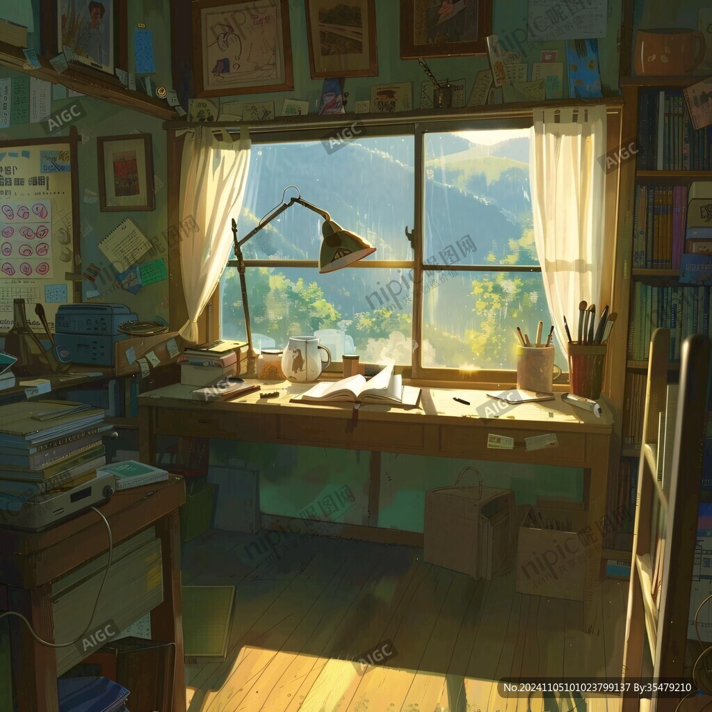 书桌插画