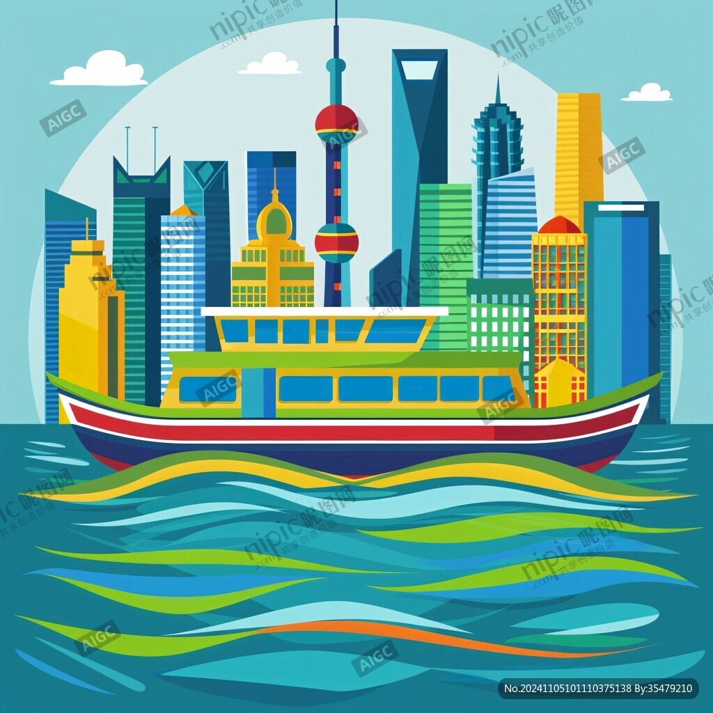 华东地区城市建筑插画