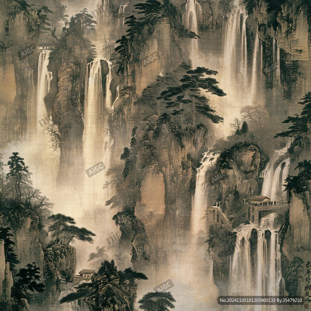 国画瀑布