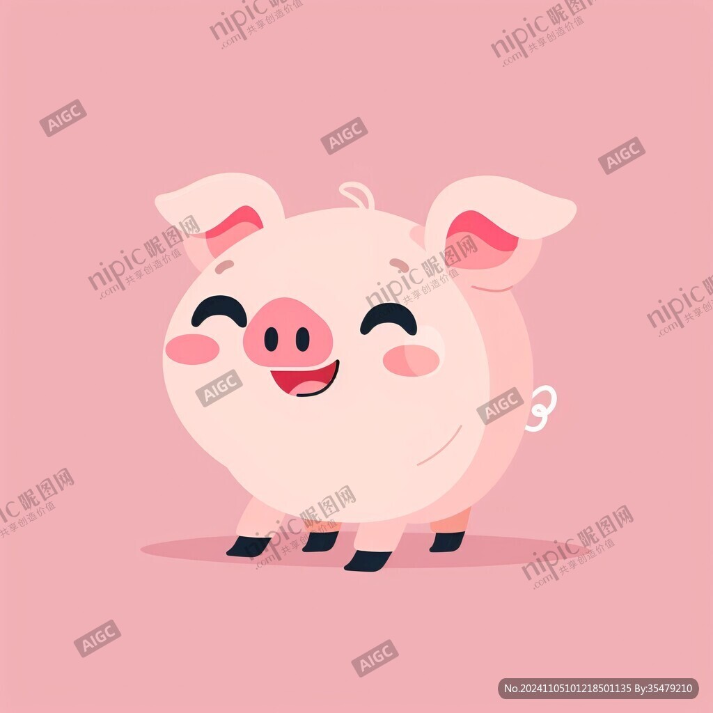 扁平风猪插画