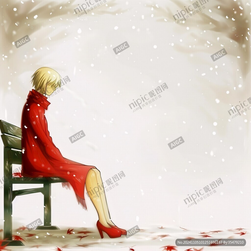 雪中红衣女孩