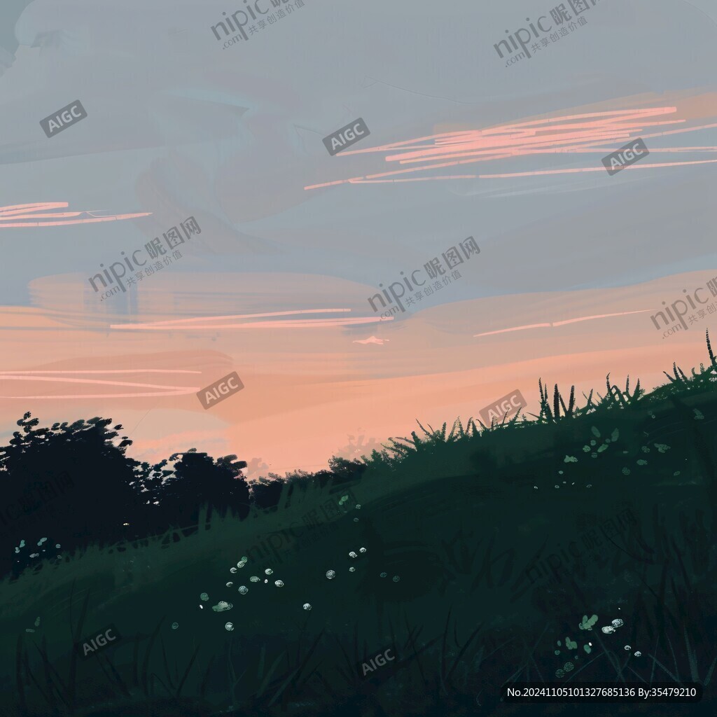 荒野黄昏插画