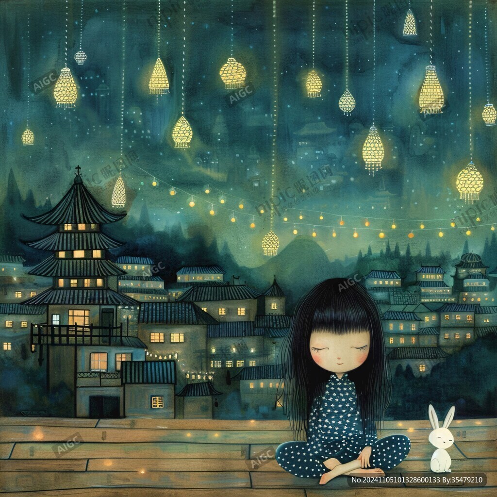 孤单的小女孩插画