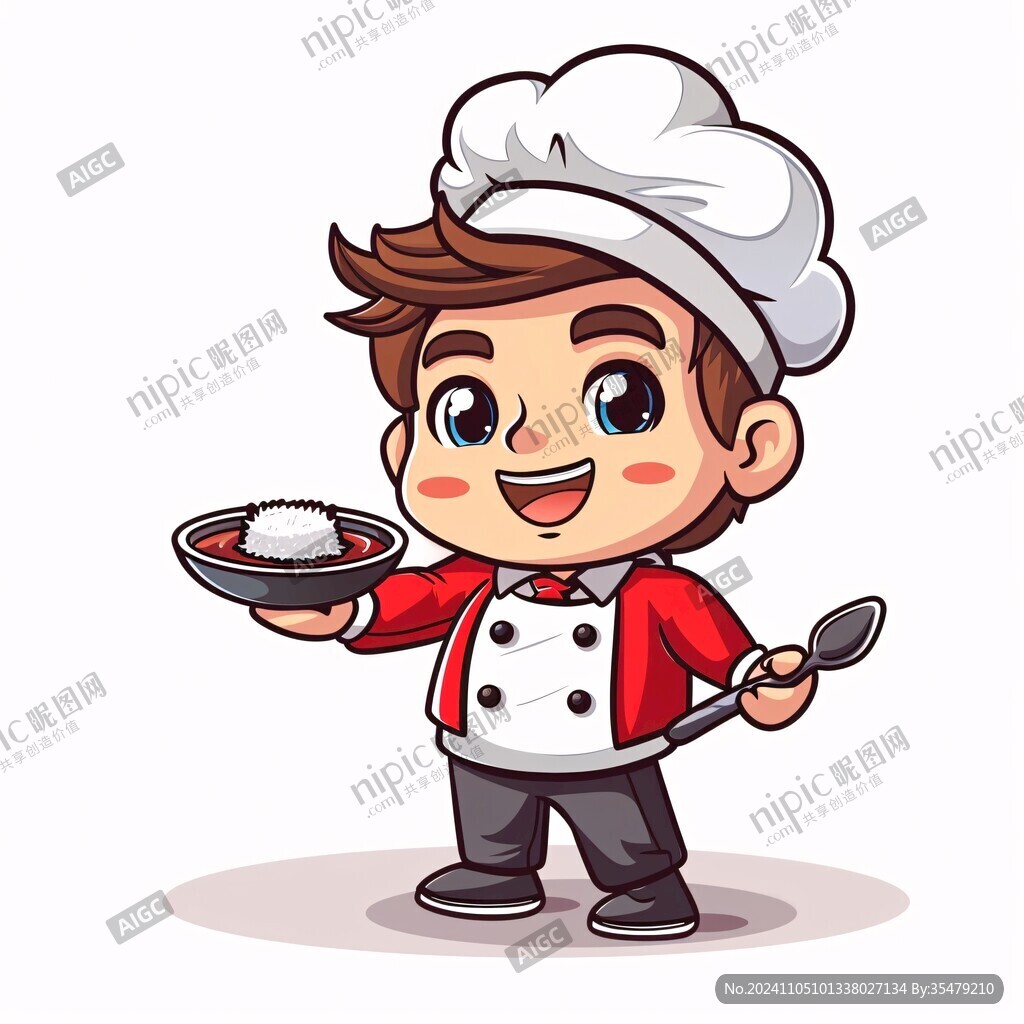 年轻男厨师端饺子头像