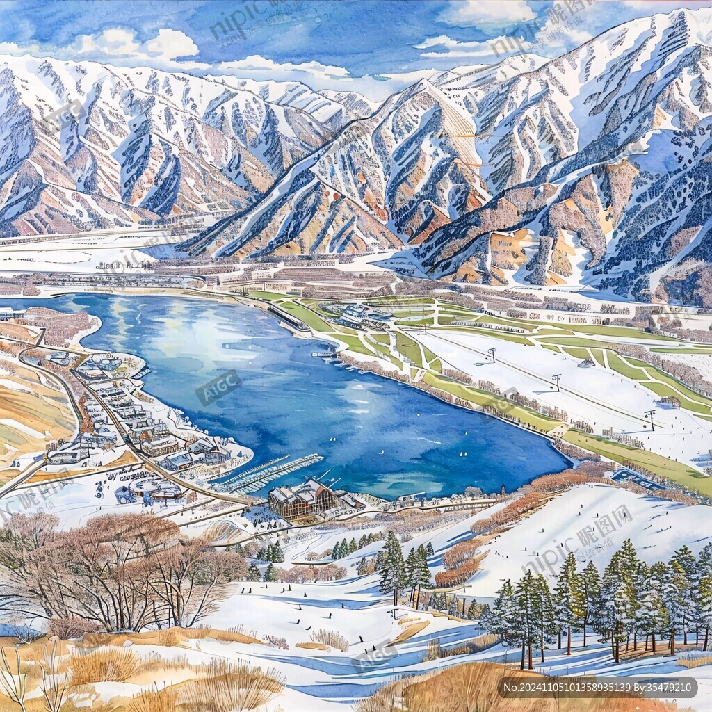 大山大川雪景