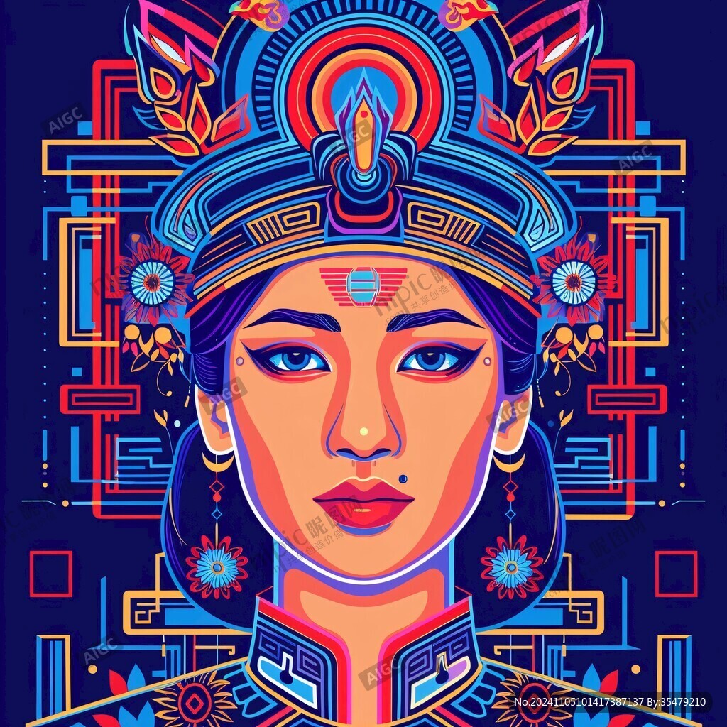 彝族美女插画