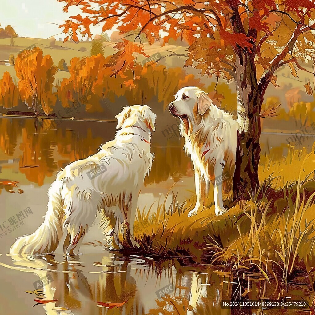金毛犬插画