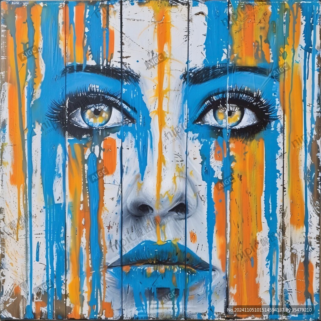 人脸色块拼接装饰画