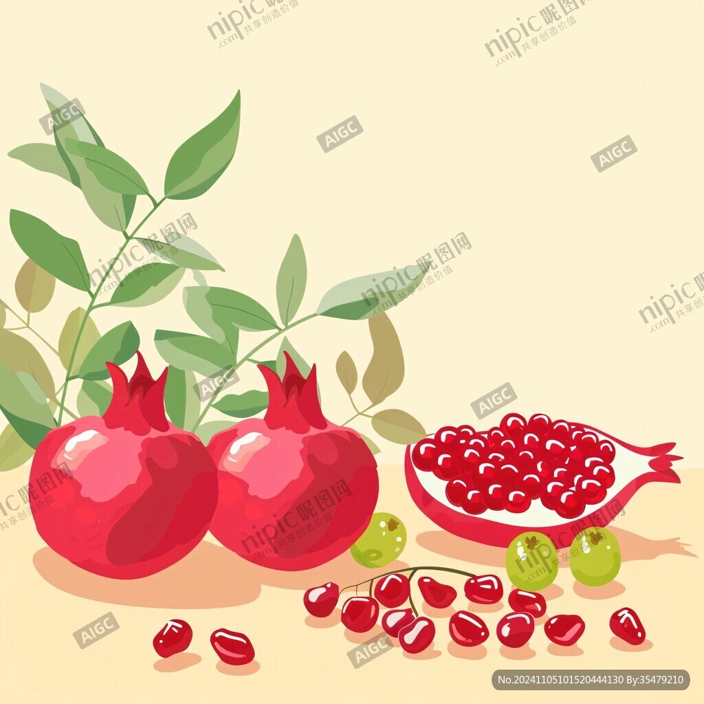 石榴插画