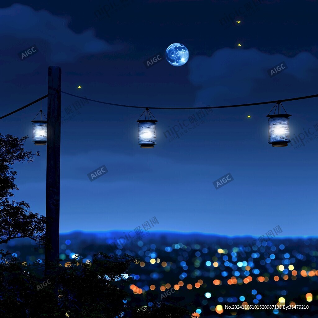 手绘唯美夜晚