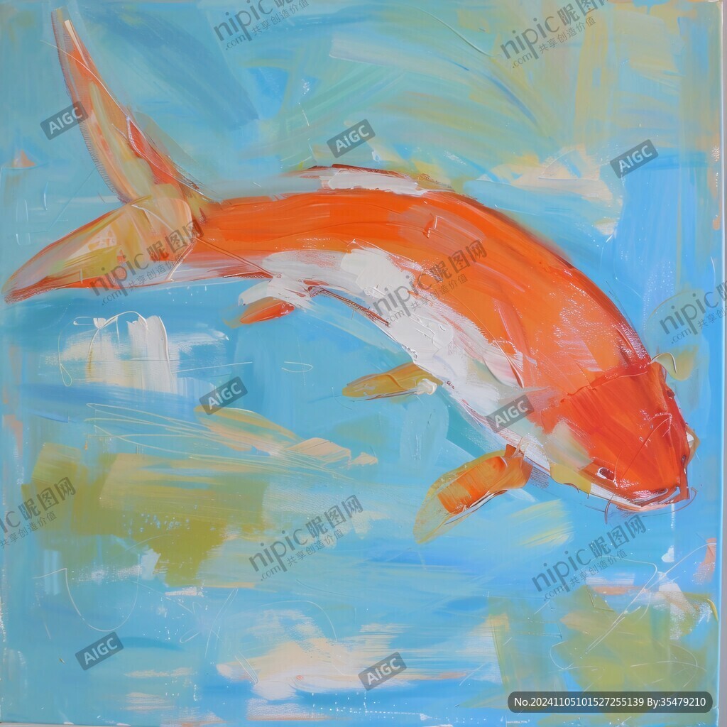 锦鲤油画