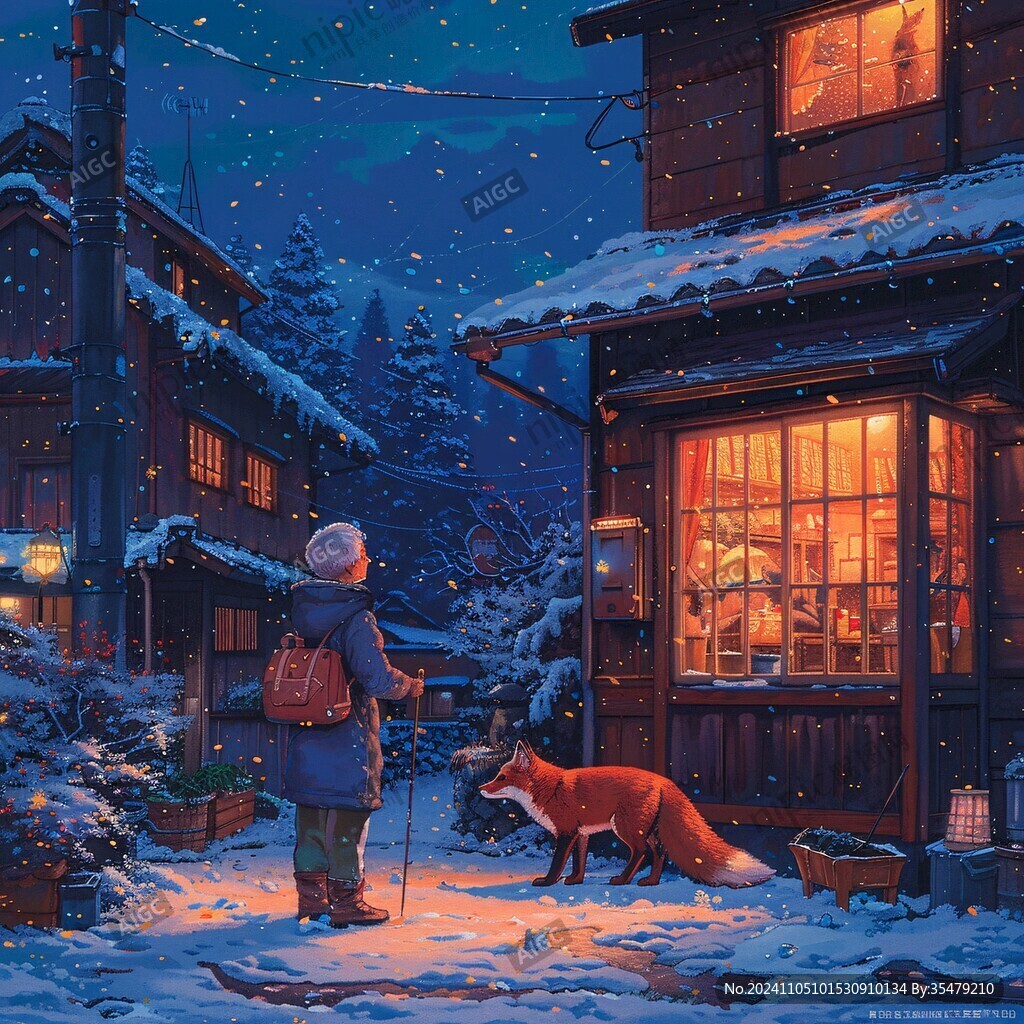 治愈冬天插画