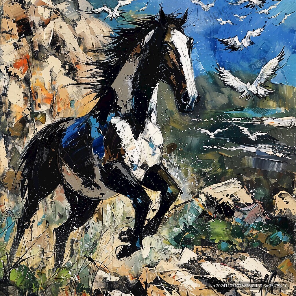 马到成功油画