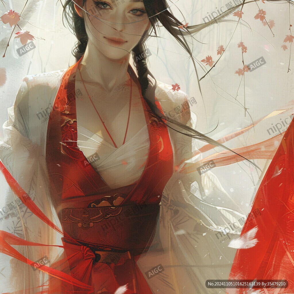 红衣少女设计古风
