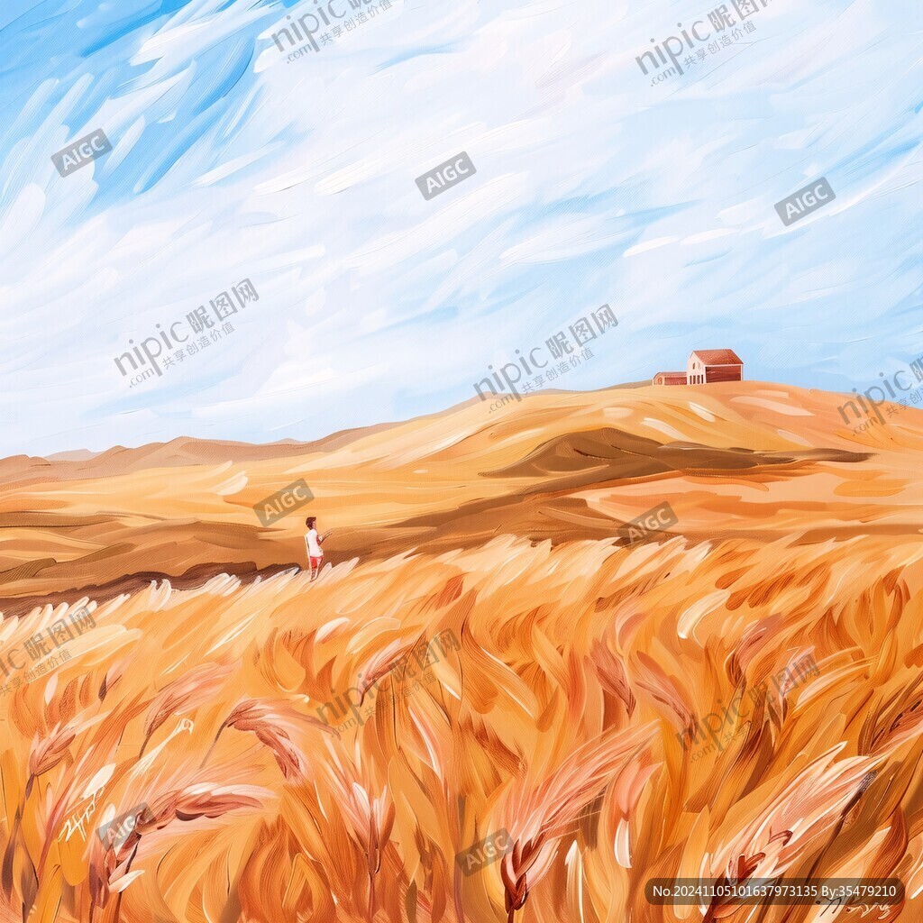 收麦子插画