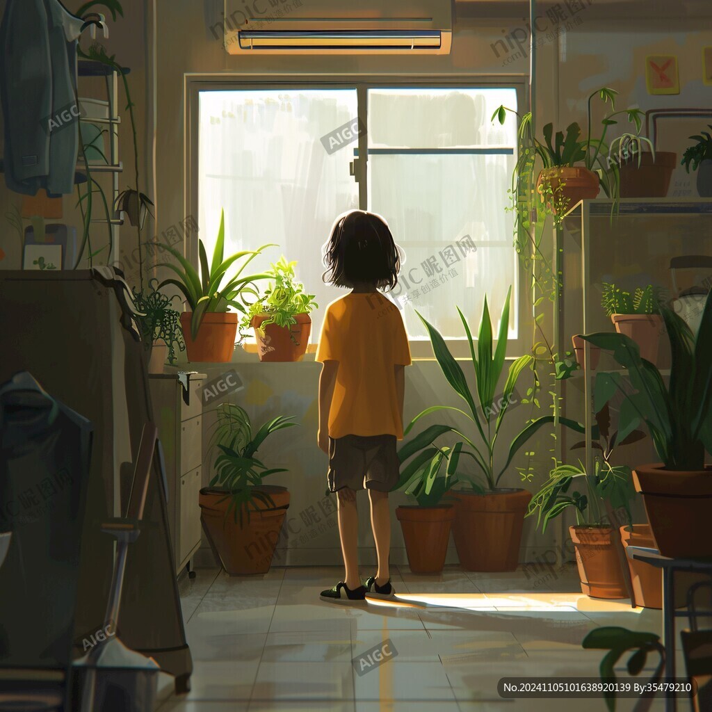 窗台插画