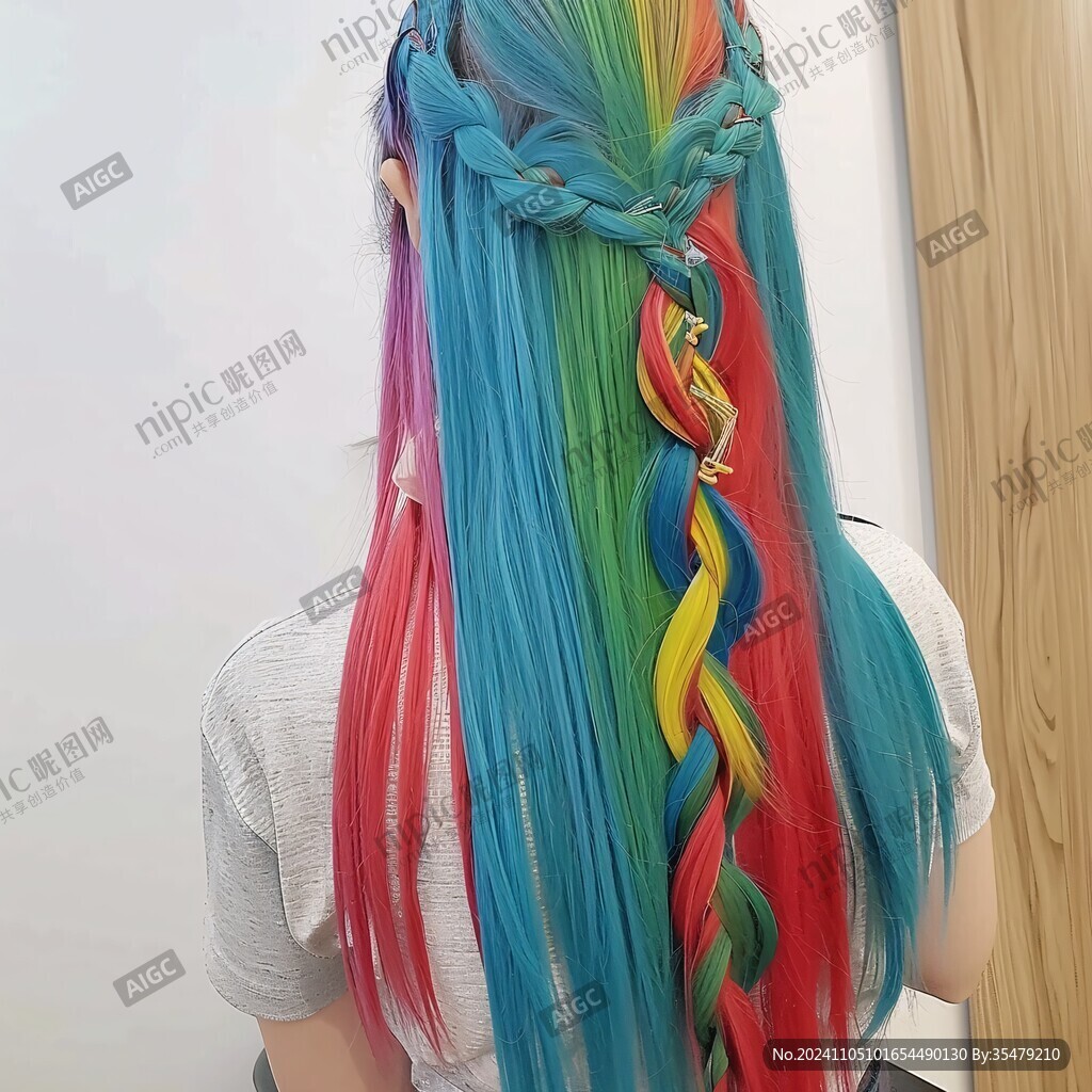 彩色扎头发