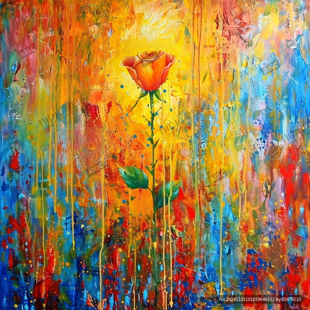 抽象画月季花