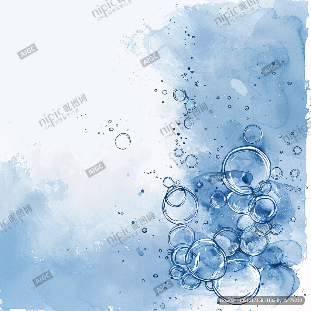 蓝色水墨纹