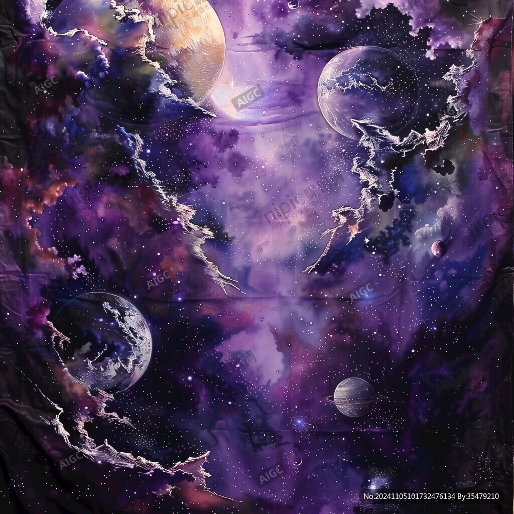 星空地板画涂鸦手绘