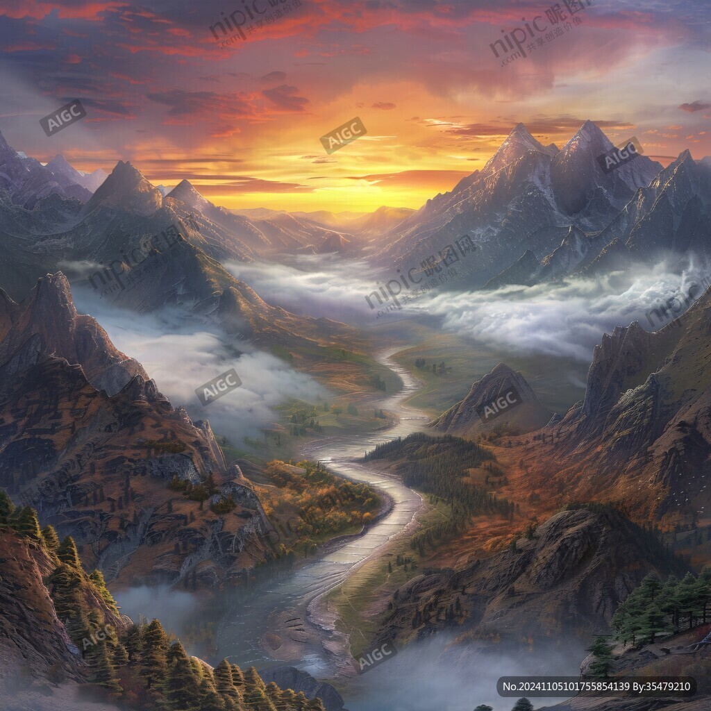 壮美河山风景画
