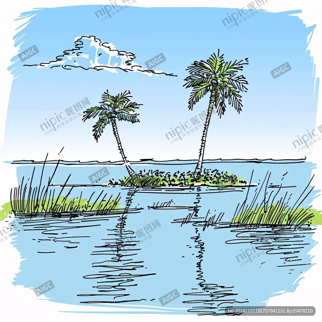 手绘海岛