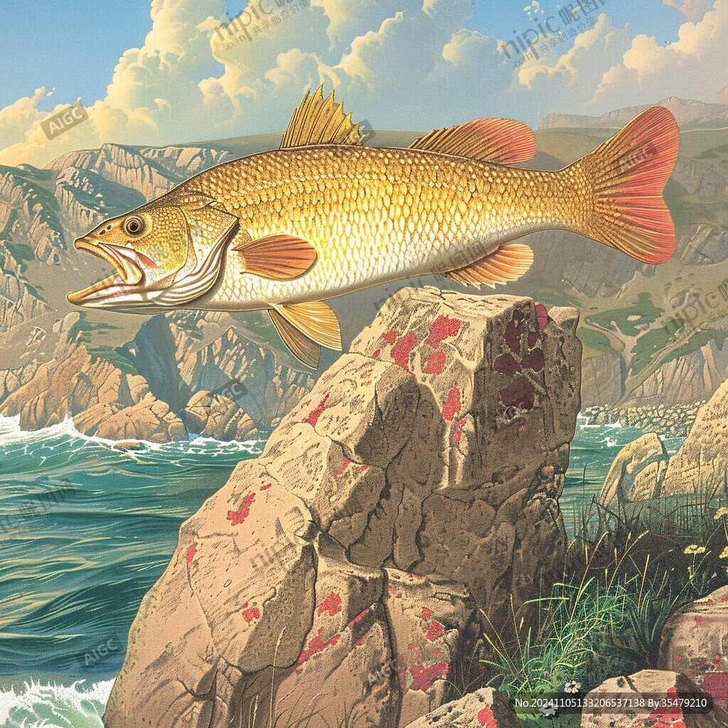 野生大鱼壁画