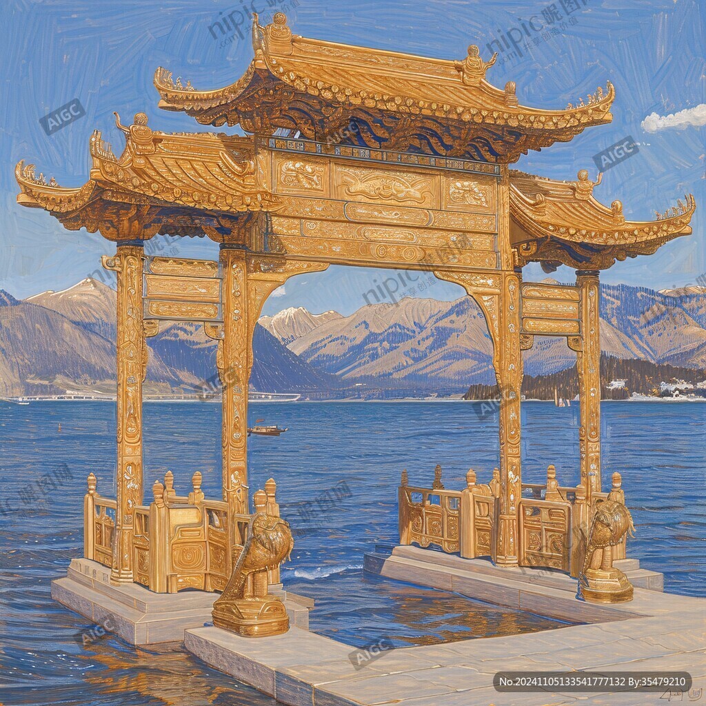 牌坊插画