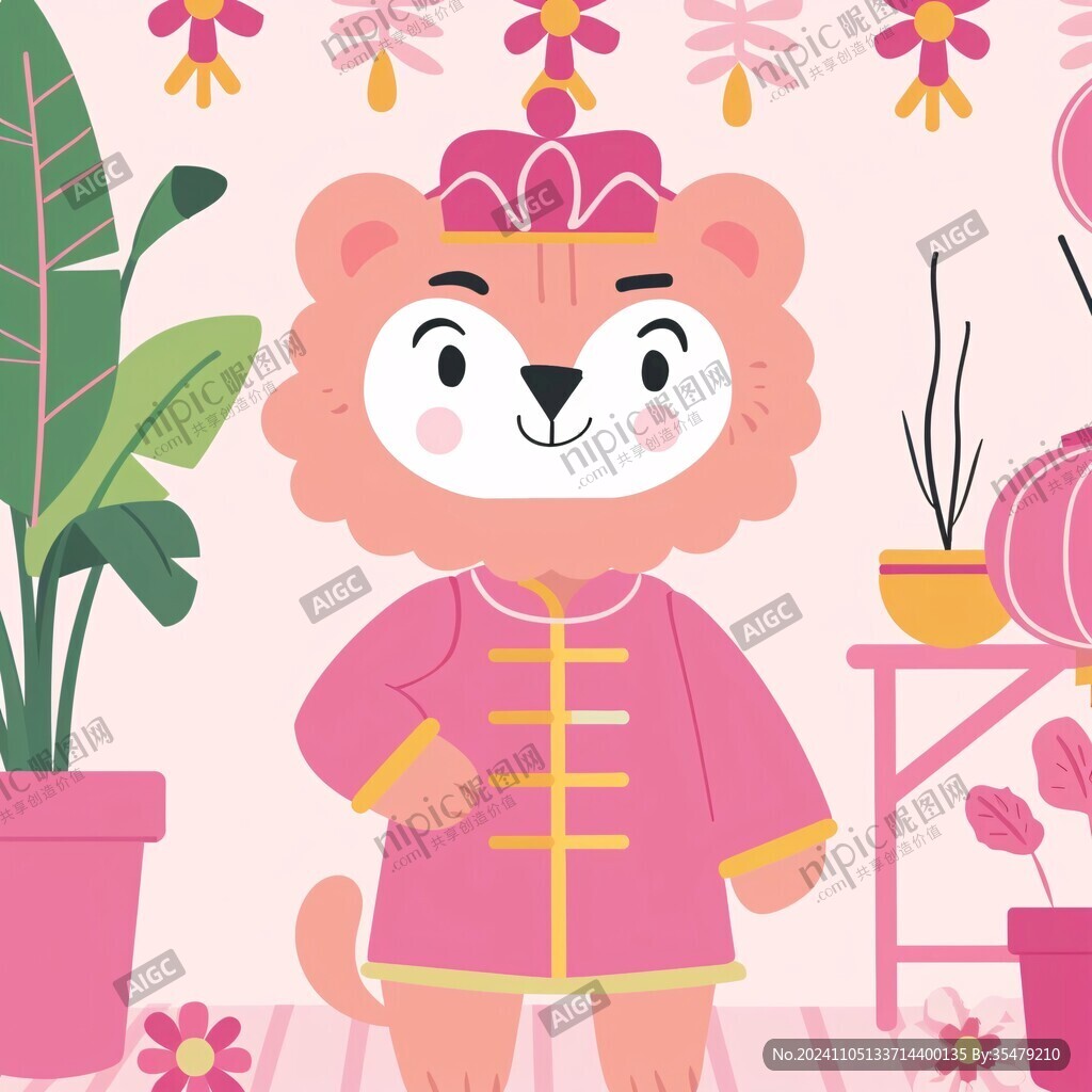 虎年招桃花插画