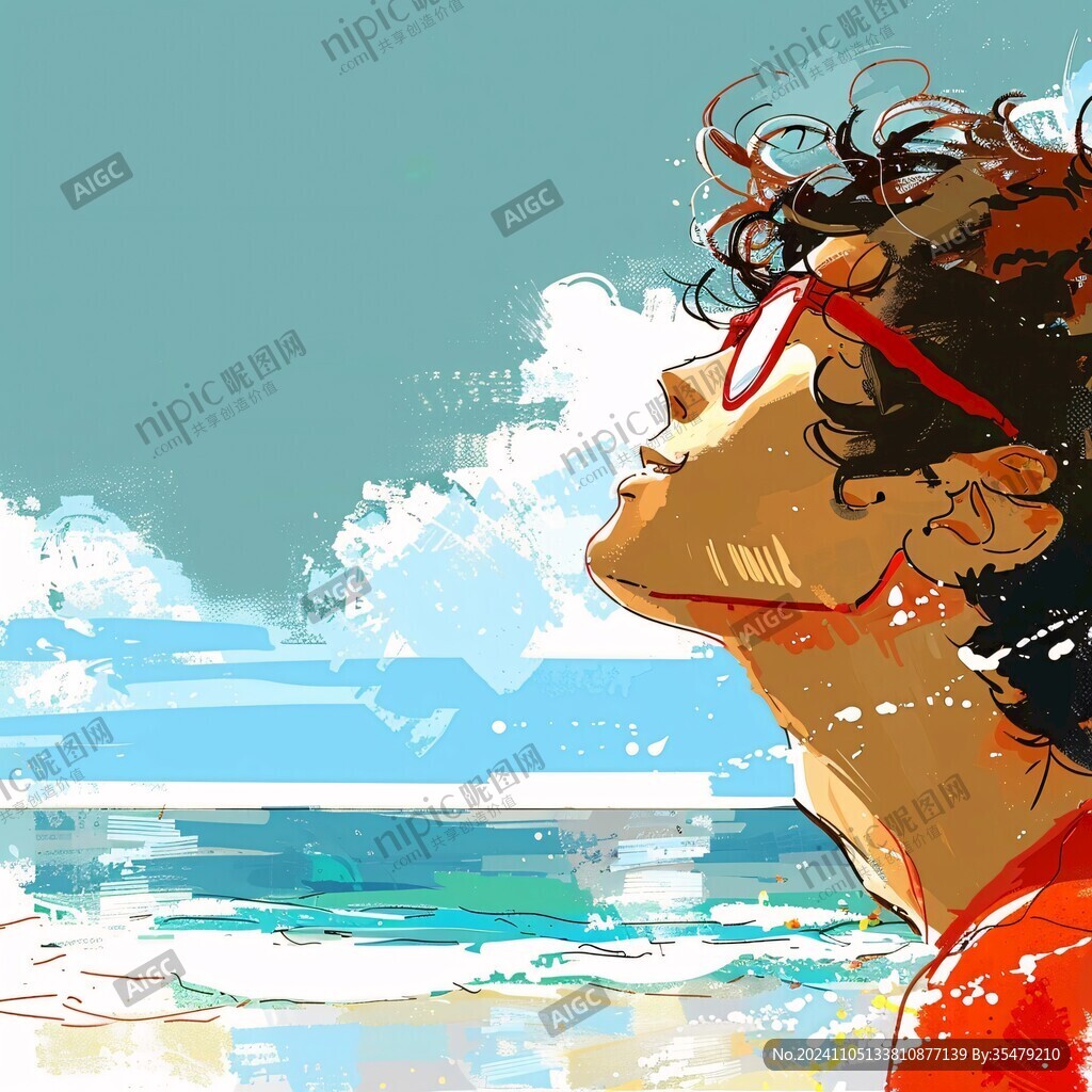 人物望着海面