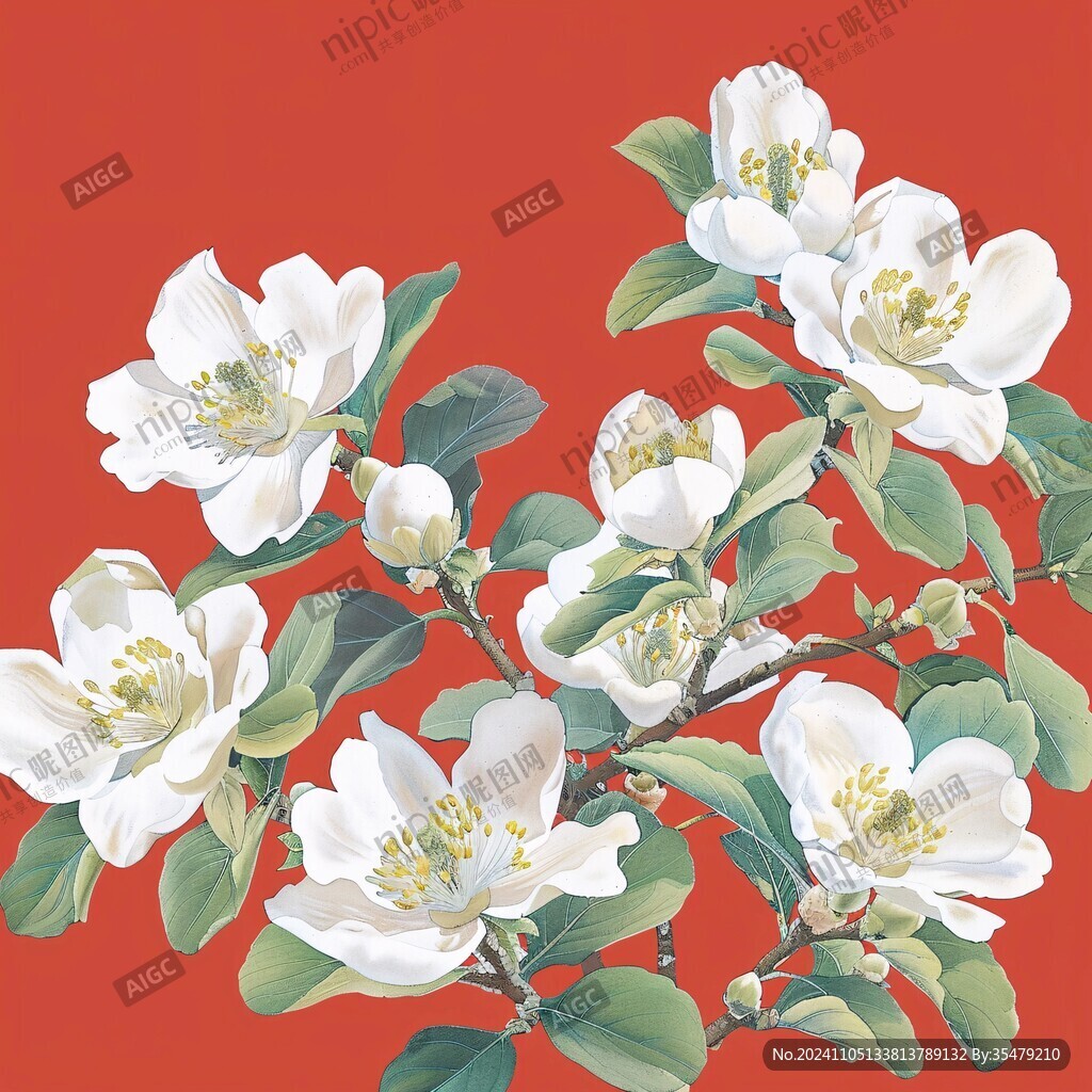 苹果花插画