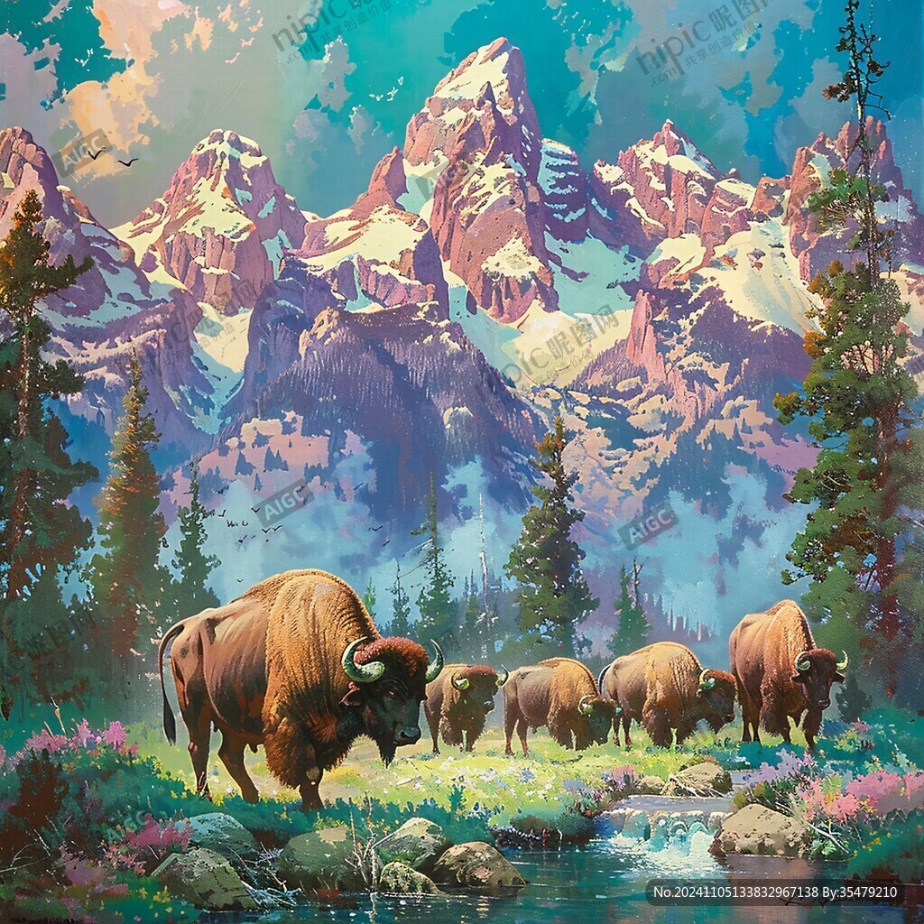 五牛风景画